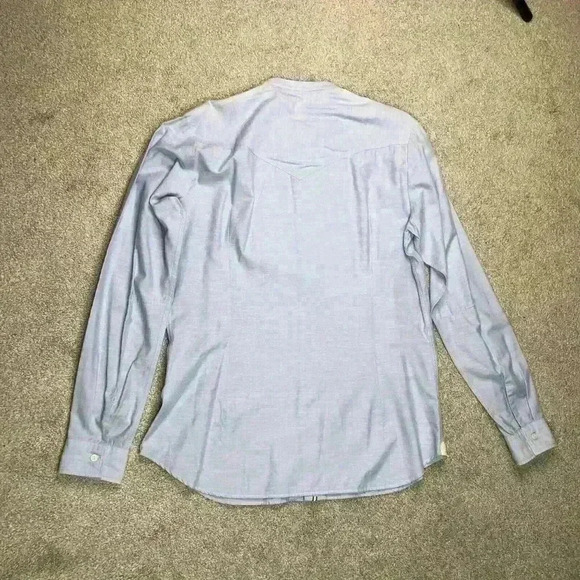 Tintoria Mattei 954 Men Shirt Blue Color Long Sleeves Pleated Panel Sz 40/15-3/4 - Picture 12 of 14